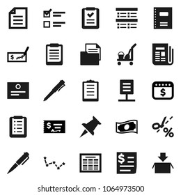 Flat vector icon set - cleaner trolley vector, copybook, pen, schedule, clipboard, certificate, document, constellation, exam, cash, check, dollar calendar, receipt, newspaper, thumbtack, network