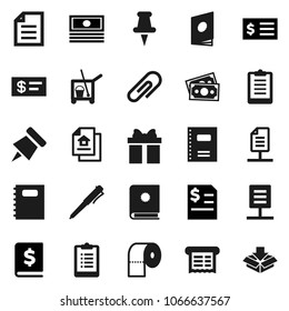 Flat vector icon set - cleaner trolley vector, toilet paper, copybook, pen, pin, document, cash, annual report, receipt, clipboard, money, thumbtack, network, attachment, estate, gift, catalog