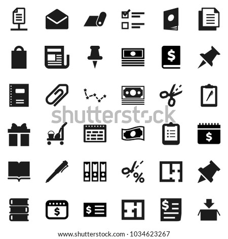 Flat vector icon set - cleaner trolley vector, book, copybook, pen, schedule, clipboard, paper pin, constellation, exam, cash, annual report, receipt, binder, dollar calendar, fitness mat, money