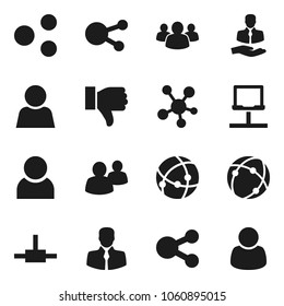 Flat vector icon set - client vector, social media, group, finger down, connect, connection, notebook network, share, user, customer