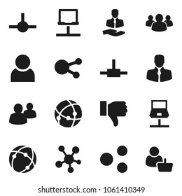 Flat vector icon set - client vector, social media, group, finger down, connect, connection, notebook network, share, user, customer