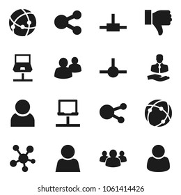 Flat vector icon set - client vector, social media, group, finger down, connect, connection, notebook network, share, user, customer