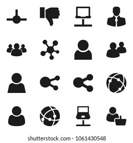 Flat vector icon set - client vector, social media, group, finger down, connect, connection, notebook network, share, user, customer