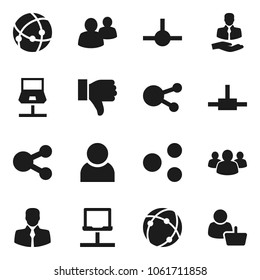 Flat vector icon set - client vector, social media, group, finger down, connect, connection, notebook network, share, user, customer