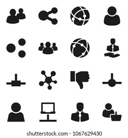 Flat vector icon set - client vector, social media, group, finger down, connect, connection, notebook network, share, user, customer