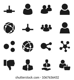 Flat vector icon set - client vector, social media, group, finger down, connect, connection, share, user, customer