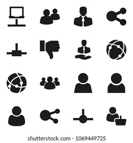 Flat vector icon set - client vector, social media, group, finger down, connect, connection, notebook network, share, user, customer - Shutterstock ID 1069449725