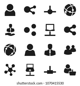 Flat vector icon set - client vector, social media, group, connect, connection, notebook network, share, user, customer