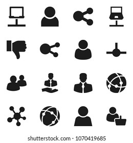 Flat vector icon set - client vector, social media, group, finger down, connect, connection, notebook network, share, user, customer