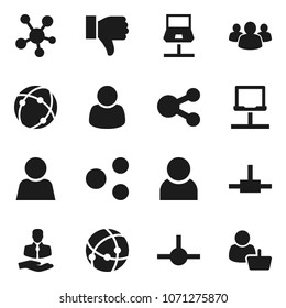Flat vector icon set - client vector, social media, group, finger down, connect, connection, notebook network, share, user, customer