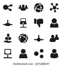Flat vector icon set - client vector, social media, group, finger down, connect, connection, notebook network, share, user, customer