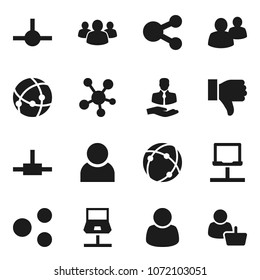 Flat vector icon set - client vector, social media, group, finger down, connect, connection, notebook network, share, user, customer