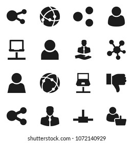 Flat vector icon set - client vector, social media, finger down, connect, connection, notebook network, share, user, customer