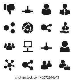 Flat vector icon set - client vector, social media, group, finger down, connect, connection, notebook network, share, user, customer