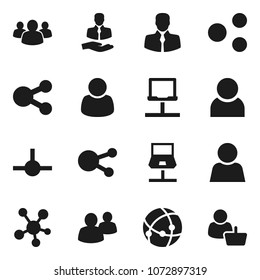 Flat vector icon set - client vector, social media, group, connect, connection, notebook network, share, user, customer