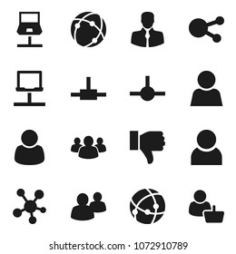 Flat vector icon set - client vector, social media, group, finger down, connect, connection, notebook network, user, customer