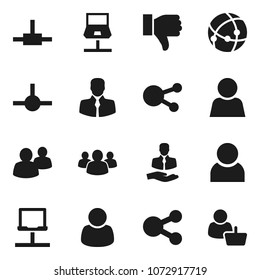 Flat vector icon set - client vector, social media, group, finger down, connect, connection, notebook network, share, user, customer