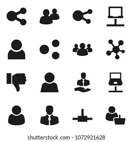 Flat vector icon set - client vector, social media, group, finger down, connect, notebook network, share, user, customer