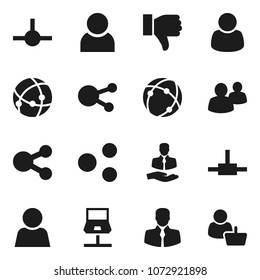 Flat vector icon set - client vector, social media, group, finger down, connect, connection, notebook network, share, user, customer