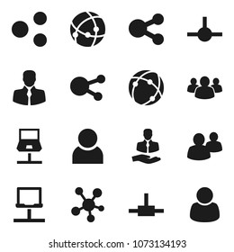 Flat vector icon set - client vector, social media, group, connect, connection, notebook network, share, user, customer