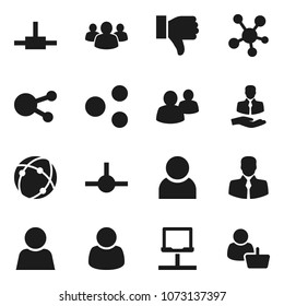 Flat vector icon set - client vector, social media, group, finger down, connect, connection, notebook network, share, user, customer