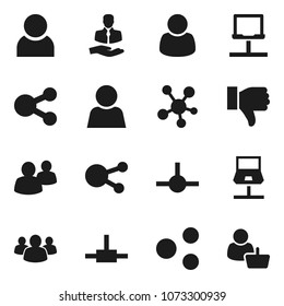 Flat vector icon set - client vector, social media, group, finger down, connect, notebook network, share, user, customer