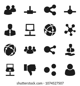 Flat vector icon set - client vector, social media, group, finger down, connect, connection, notebook network, share, customer