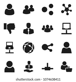 Flat vector icon set - client vector, social media, group, finger down, connect, connection, notebook network, share, user, customer
