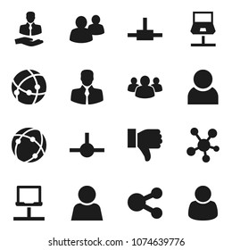 Flat vector icon set - client vector, social media, group, finger down, connect, connection, notebook network, share, user, customer