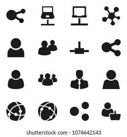 Flat vector icon set - client vector, social media, group, connect, connection, notebook network, share, user, customer
