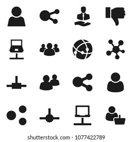 Flat vector icon set - client vector, social media, group, finger down, connect, connection, notebook network, share, user, customer
