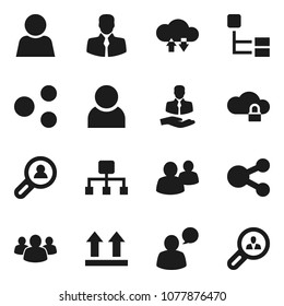 Flat vector icon set - client vector, top sign, speaking man, group, cloud lock, exchange, share, hierarchy, user, search