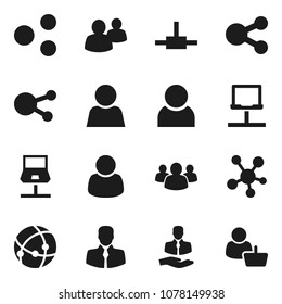Flat vector icon set - client vector, social media, group, connect, connection, notebook network, share, user, customer
