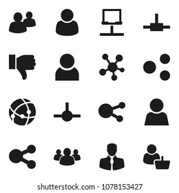 Flat vector icon set - client vector, social media, group, finger down, connect, connection, notebook network, share, user, customer