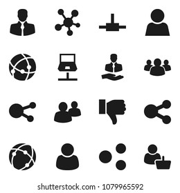 Flat vector icon set - client vector, social media, group, finger down, connect, connection, notebook network, share, user, customer