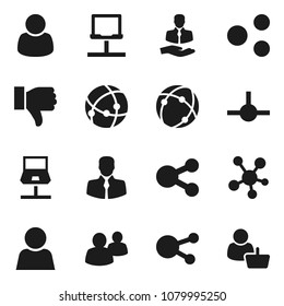 Flat vector icon set - client vector, social media, group, finger down, connect, connection, notebook network, share, user, customer