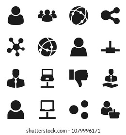 Flat vector icon set - client vector, social media, group, finger down, connect, connection, notebook network, share, user, customer
