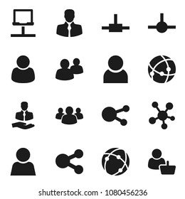 Flat vector icon set - client vector, social media, group, connect, connection, notebook network, share, user, customer