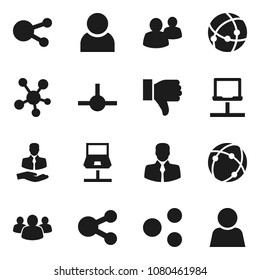 Flat vector icon set - client vector, social media, group, finger down, connect, connection, notebook network, share, user