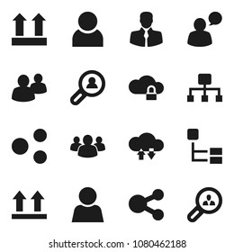 Flat vector icon set - client vector, top sign, speaking man, group, cloud lock, exchange, share, hierarchy, user, search