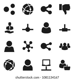 Flat vector icon set - client vector, social media, group, finger down, connect, connection, notebook network, share, user, customer