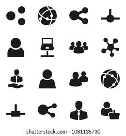 Flat vector icon set - client vector, social media, group, connect, connection, notebook network, share, user, customer