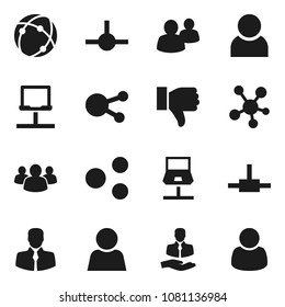 Flat vector icon set - client vector, social media, group, finger down, connect, connection, notebook network, share, user, customer