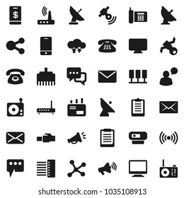 Flat vector icon set - clipboard vector, satellite, phone, antenna, radio, satellitie, loudspeaker, mobile, dialog, speaking man, classic, mail, network, server, cloud exchange, hub, router, share