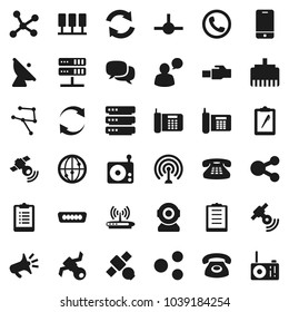 Flat vector icon set - clipboard vector, satellite, phone, antenna, radio, satellitie, internet, mobile, dialog, speaking man, classic, hdmi, connect, network, server, big data, lan connector, share