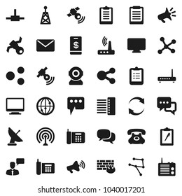 Flat vector icon set - clipboard vector, satellite, phone, antenna, satellitie, loudspeaker, internet, dialog, speaking man, connect, network, firewall, hub, router, share, message, refresh, mail