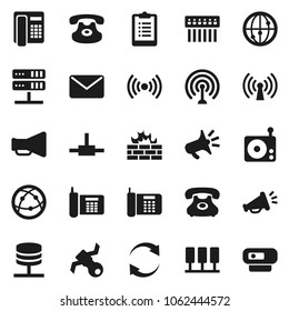 Flat vector icon set - clipboard vector, satellite, phone, radio, antenna, loudspeaker, internet, classic, connect, server, network, firewall, hub, refresh, wireless, mail, web camera
