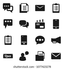 Flat vector icon set - clipboard vector, document, loudspeaker, mobile phone, dialog, speaking man, message, mail, open