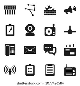 Flat vector icon set - clipboard vector, radio, loudspeaker, dialog, connect, network, firewall, hub, mail, wireless, phone, web camera