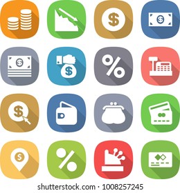 flat vector icon set - coin stack vector, crisis, dollar, money, gift, percent, cashbox, arrow, wallet, purse, credit card, pin